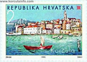 Stamp - image of Korcula from 1999