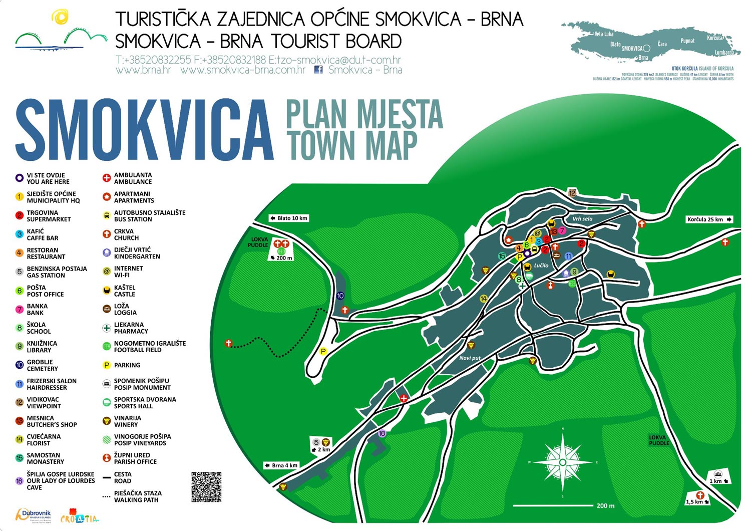 Map of Smokvica - Korculainfo.