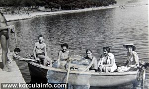 Beach at Badija in 1960s - arrival to Badija island by boat