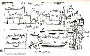 Punta Jurana in Korcula - vintage map of local shipyards from 1778