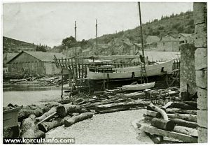 Shipyard in Borak, Korcula in 1930s