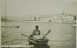 Woman, boat and dog, Korcula 1930s