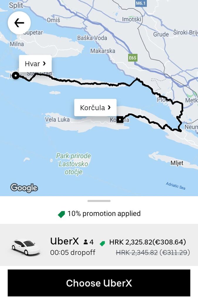 Uber price & map