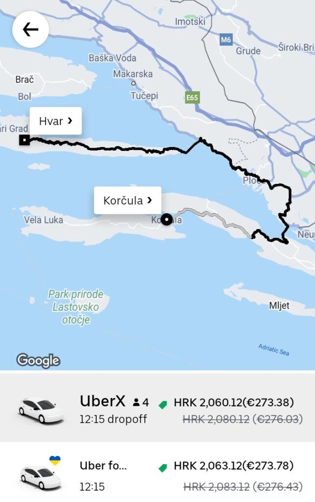 Uber quote & map