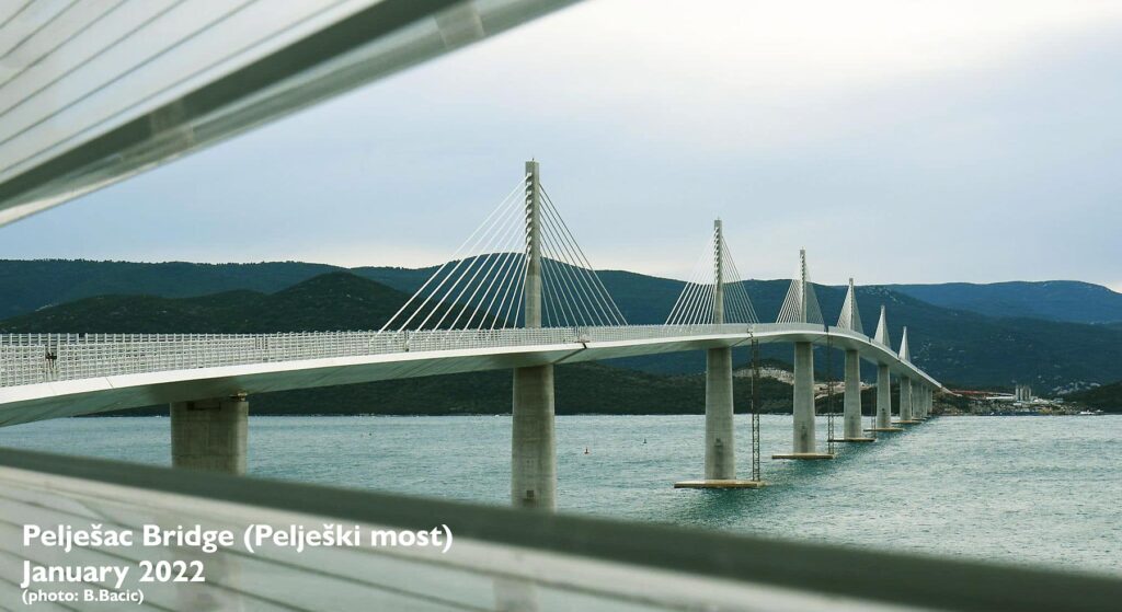Views over Peljesac Bridge from Komarna,  January 2022